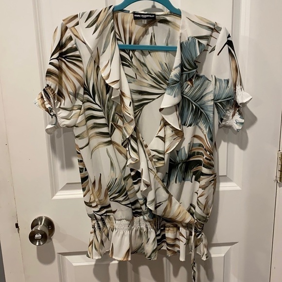 Karl Lagerfeld Tops - Karl Lagerfeld Paris Surplice Blouse EUC